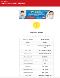 Payment confirmation